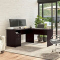 60 Inch L-Shaped Office Desk with Hutch, File Drawer, and Storage