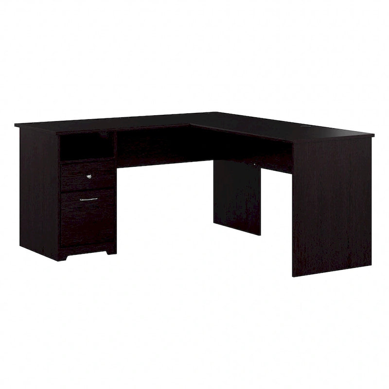 60 Inch L-Shaped Office Desk with Hutch, File Drawer, and Storage