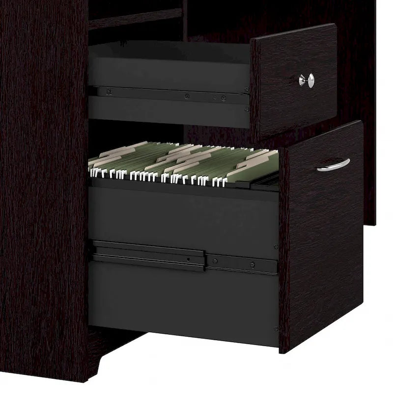 60 Inch L-Shaped Office Desk with Hutch, File Drawer, and Storage