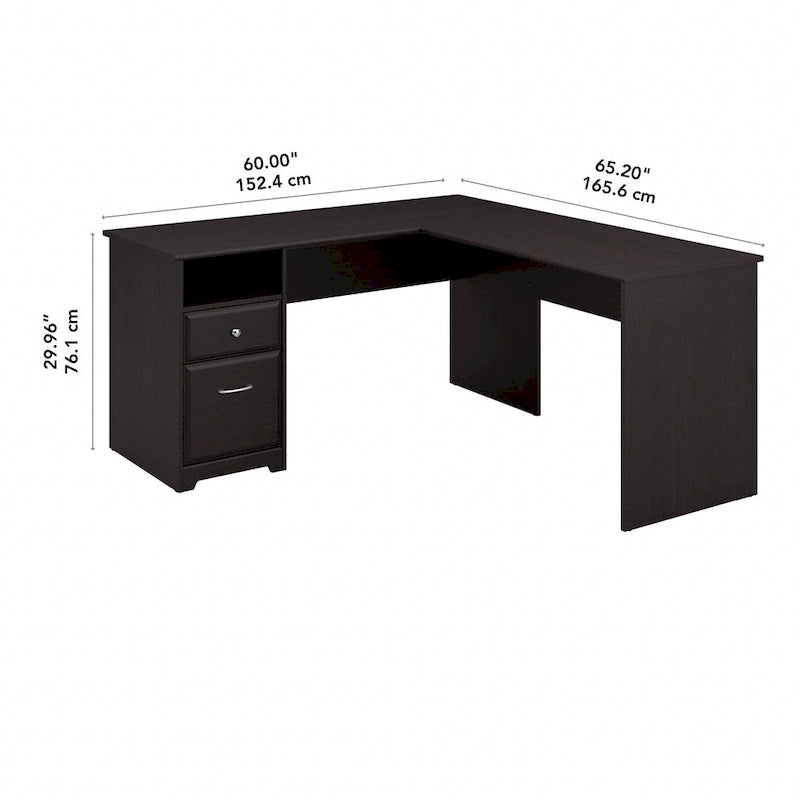 60 Inch L-Shaped Office Desk with Hutch, File Drawer, and Storage