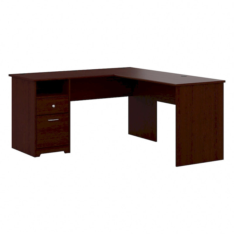 60 Inch L-Shaped Office Desk with Hutch, File Drawer, and Storage
