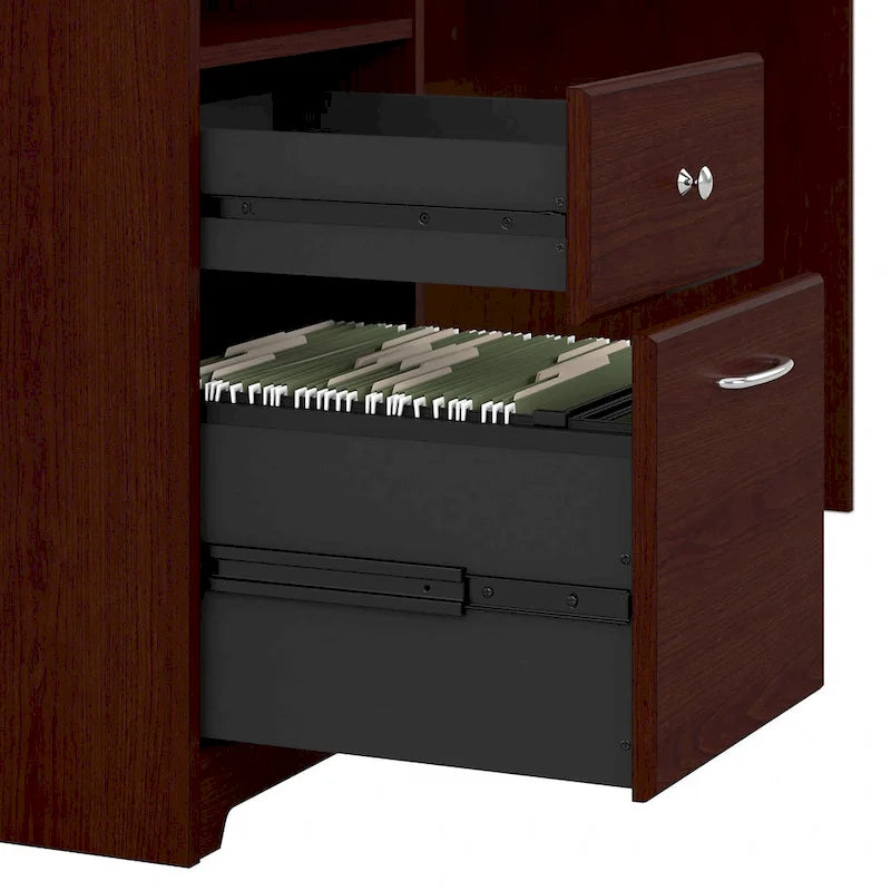 60 Inch L-Shaped Office Desk with Hutch, File Drawer, and Storage