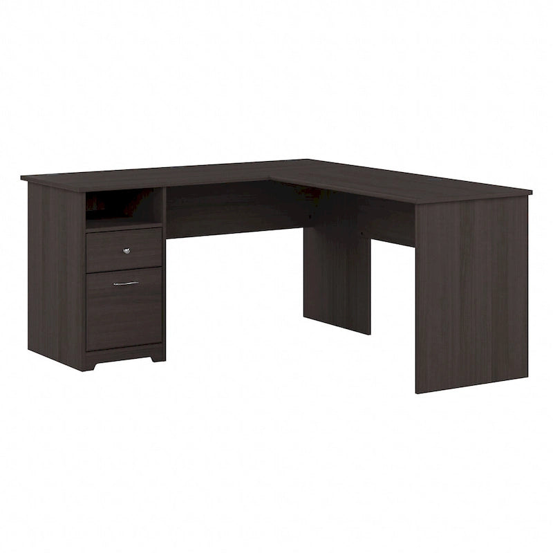 60 Inch L-Shaped Office Desk with Hutch, File Drawer, and Storage
