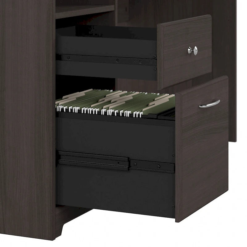 60 Inch L-Shaped Office Desk with Hutch, File Drawer, and Storage
