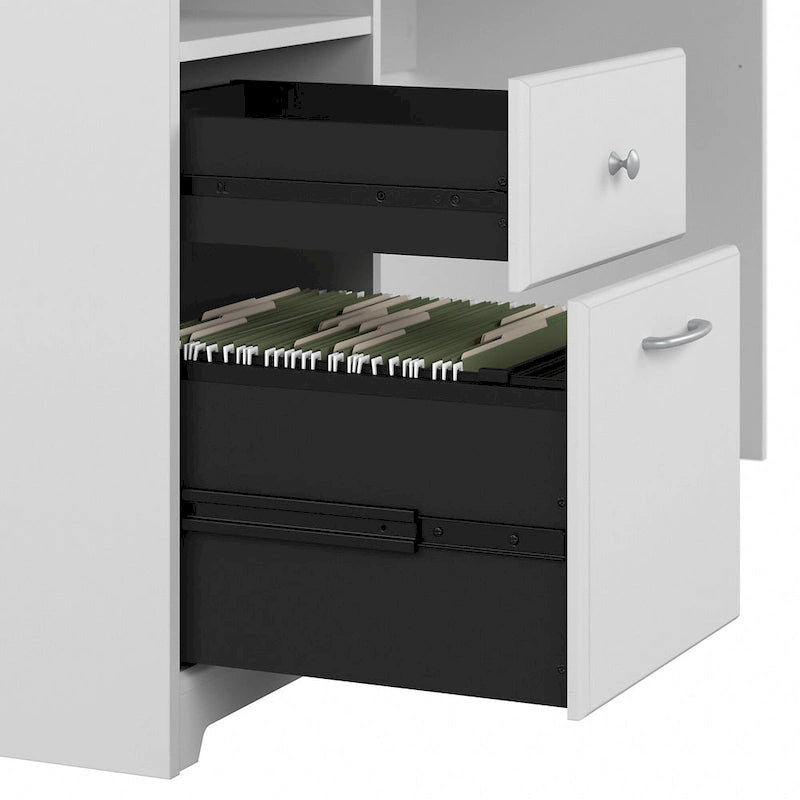 60 Inch L-Shaped Office Desk with Hutch, File Drawer, and Storage