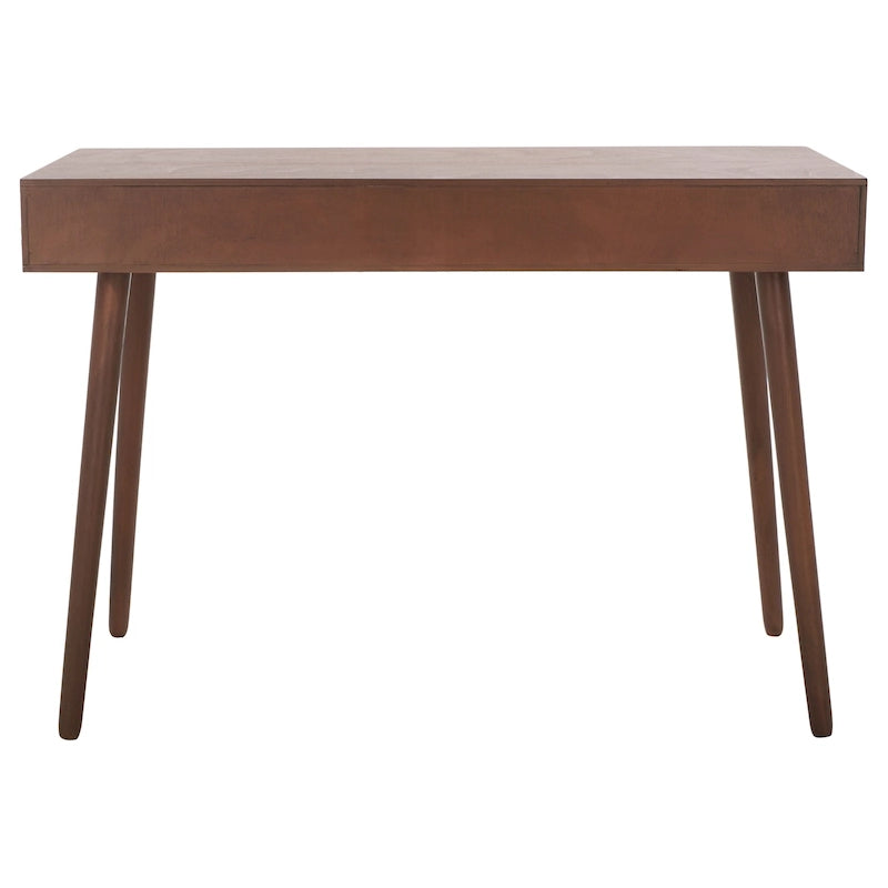 2-Drawer Writing Desk with Tapered Legs and Brass Pulls