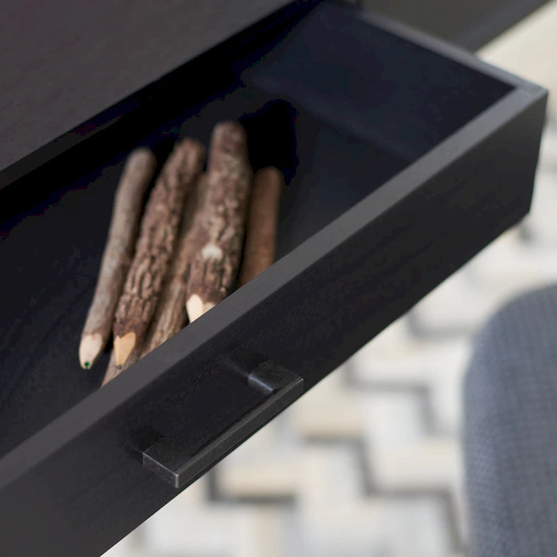 2-Drawer Writing Desk with Tapered Legs and Brass Pulls