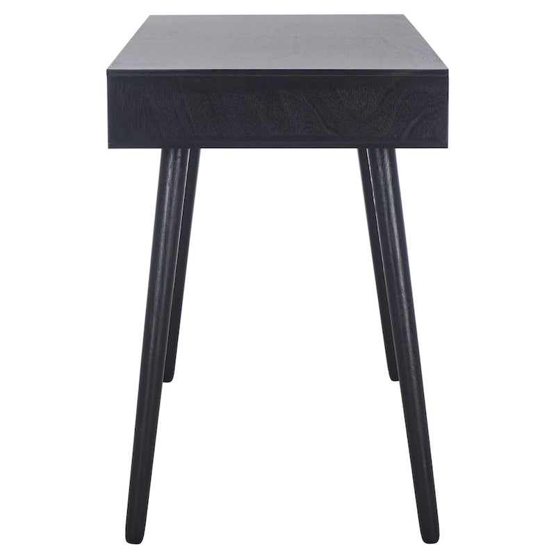 2-Drawer Writing Desk with Tapered Legs and Brass Pulls