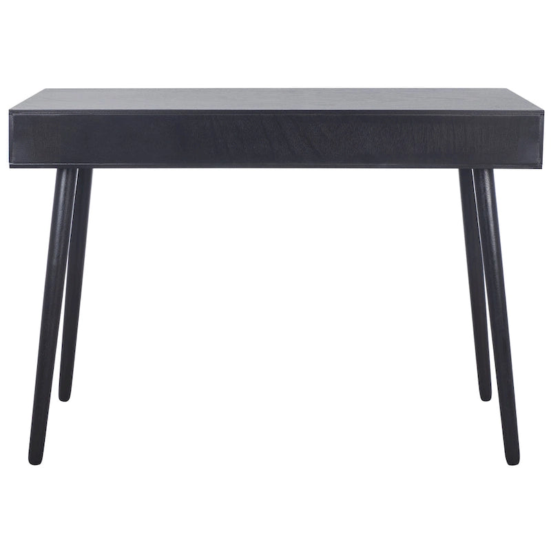 2-Drawer Writing Desk with Tapered Legs and Brass Pulls