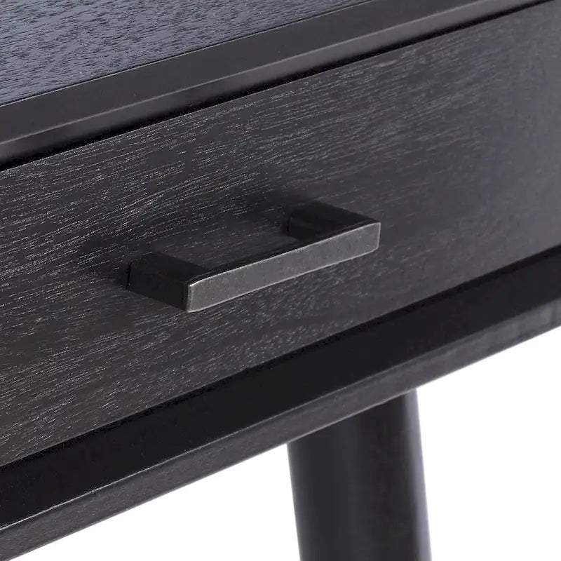 2-Drawer Writing Desk with Tapered Legs and Brass Pulls