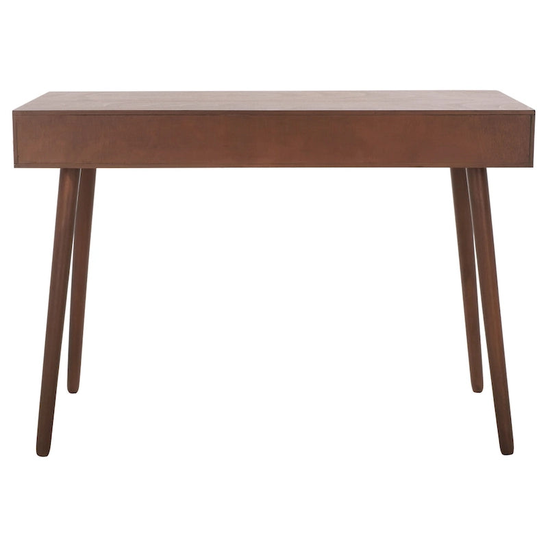 2-Drawer Writing Desk with Tapered Legs and Brass Pulls