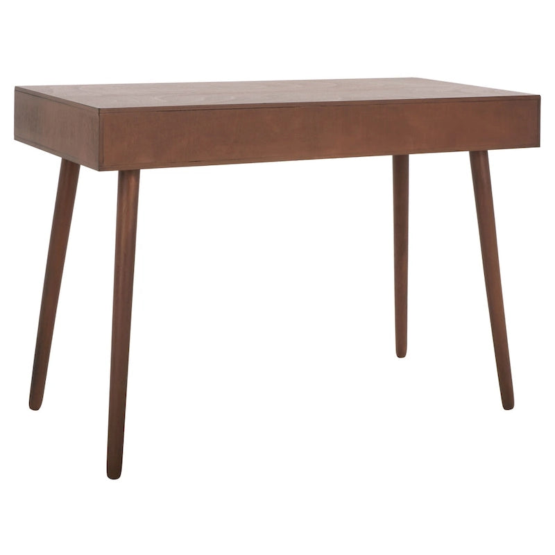 2-Drawer Writing Desk with Tapered Legs and Brass Pulls