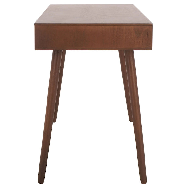 2-Drawer Writing Desk with Tapered Legs and Brass Pulls