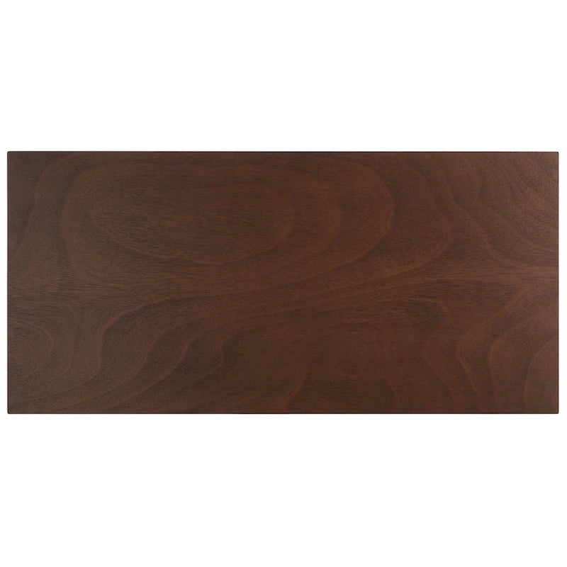 2-Drawer Writing Desk with Tapered Legs and Brass Pulls