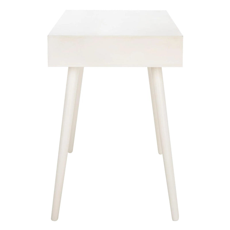 2-Drawer Writing Desk with Tapered Legs and Brass Pulls