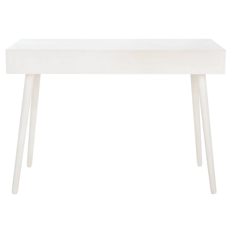 2-Drawer Writing Desk with Tapered Legs and Brass Pulls