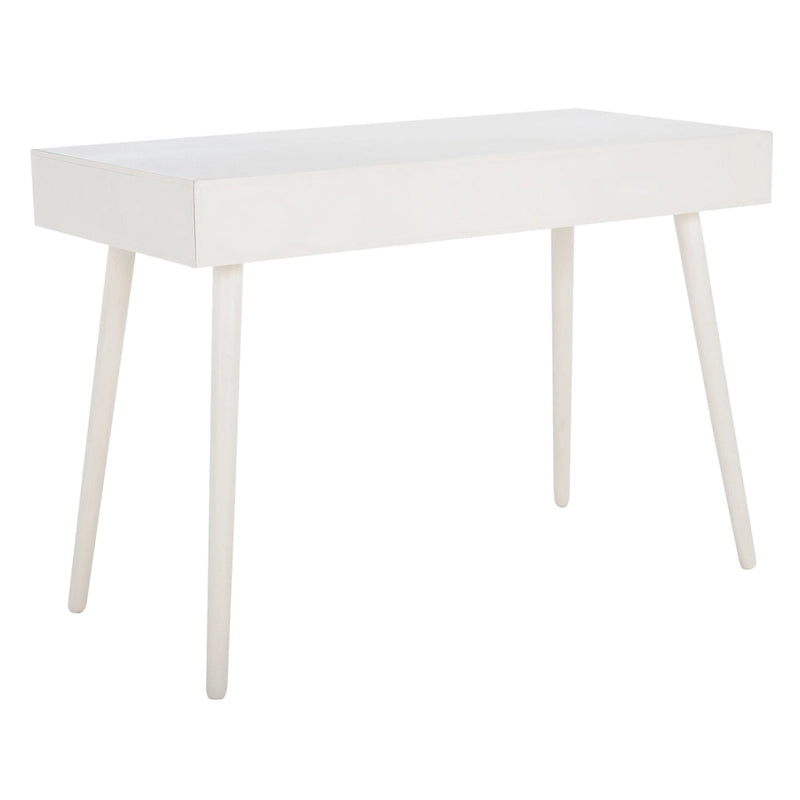 2-Drawer Writing Desk with Tapered Legs and Brass Pulls