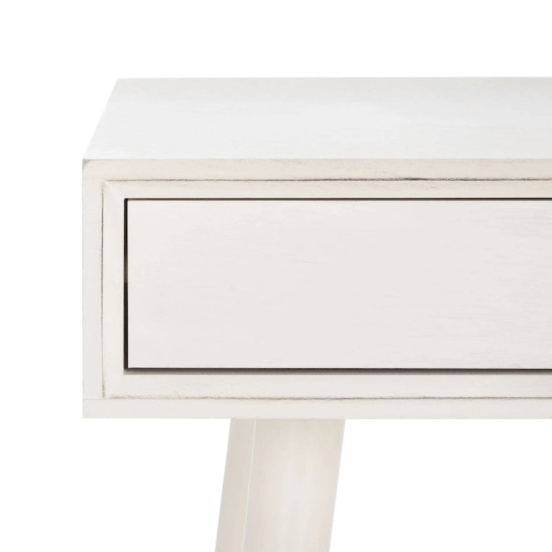 2-Drawer Writing Desk with Tapered Legs and Brass Pulls