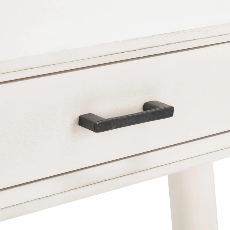 2-Drawer Writing Desk with Tapered Legs and Brass Pulls