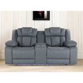 75 Inch Light Gray Faux Leather Power Reclining Loveseat with Storage