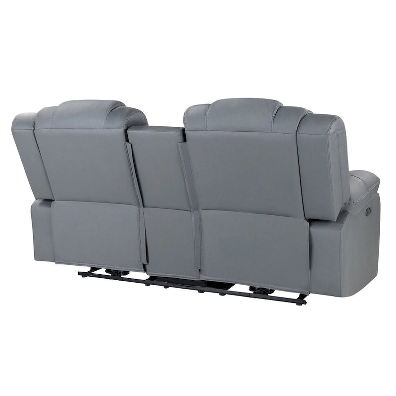 75 Inch Light Gray Faux Leather Power Reclining Loveseat with Storage