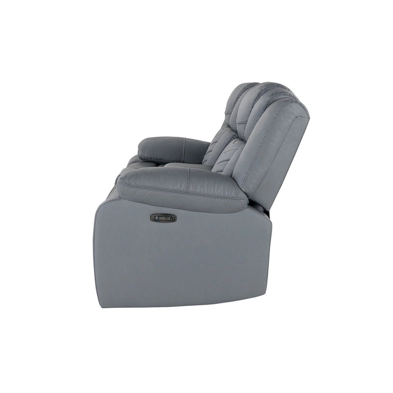 75 Inch Light Gray Faux Leather Power Reclining Loveseat with Storage