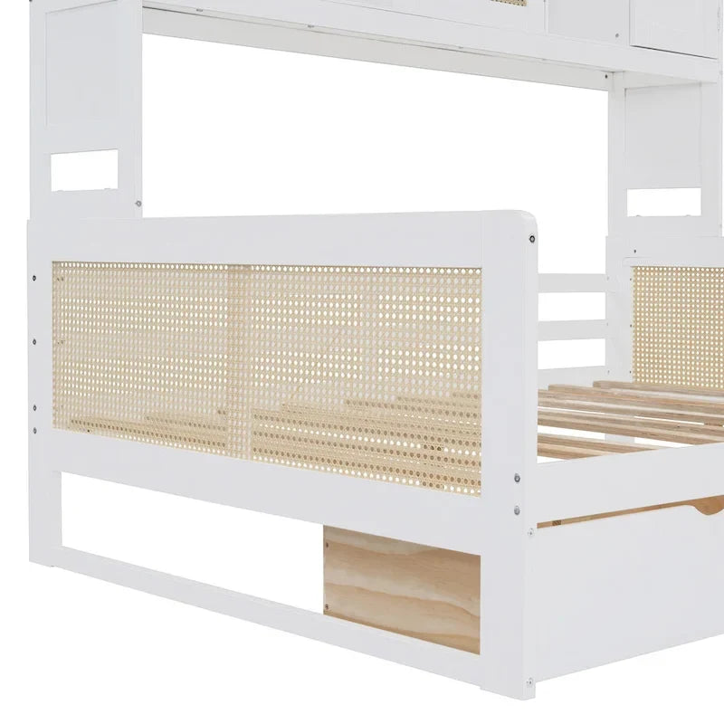 Full Size Wood Daybed with Cabinet, 2 Drawers, and Shelf
