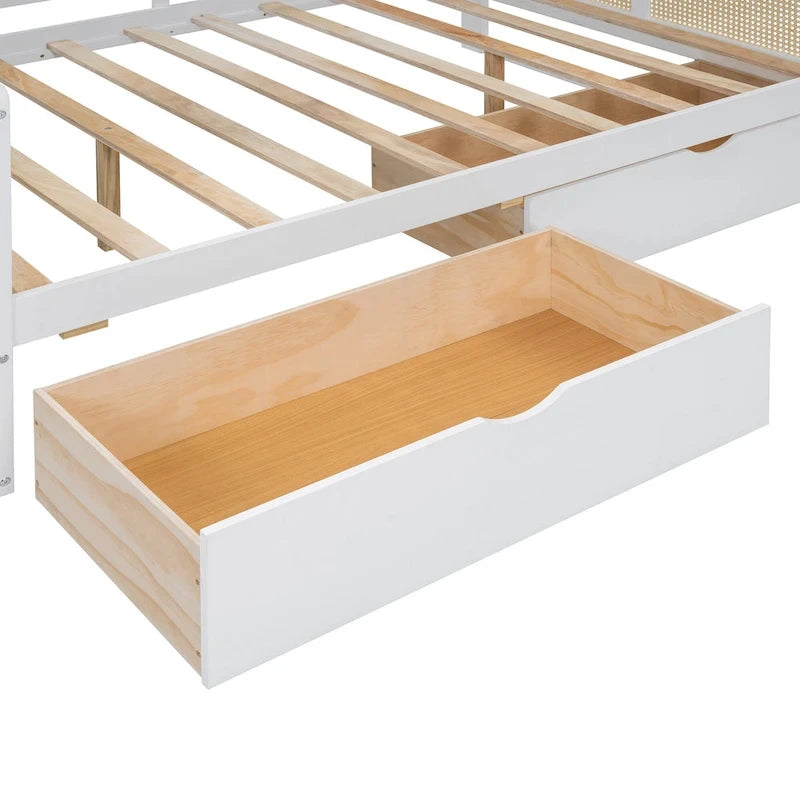 Full Size Wood Daybed with Cabinet, 2 Drawers, and Shelf