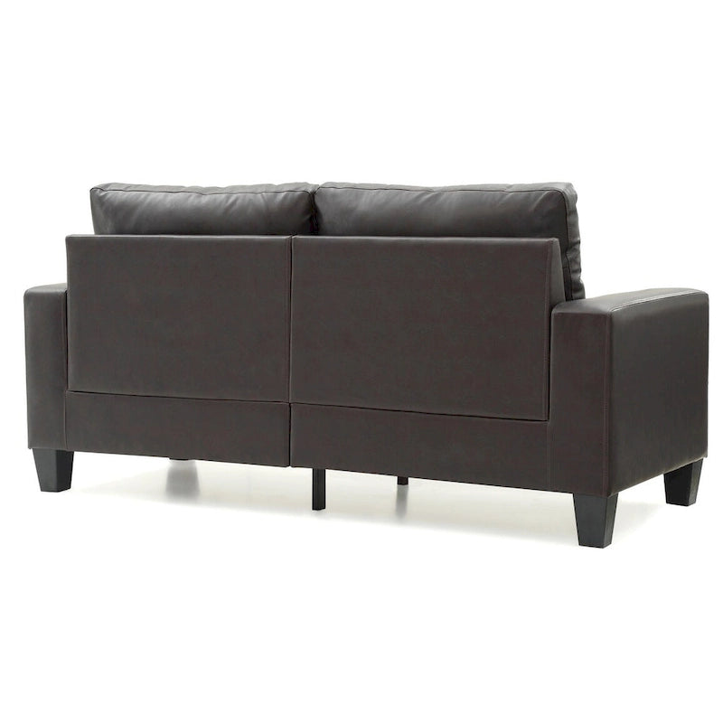 Tufted Faux Leather Straight Sofa with Square Arms and Pocket Coil Cushions, 71 Inch