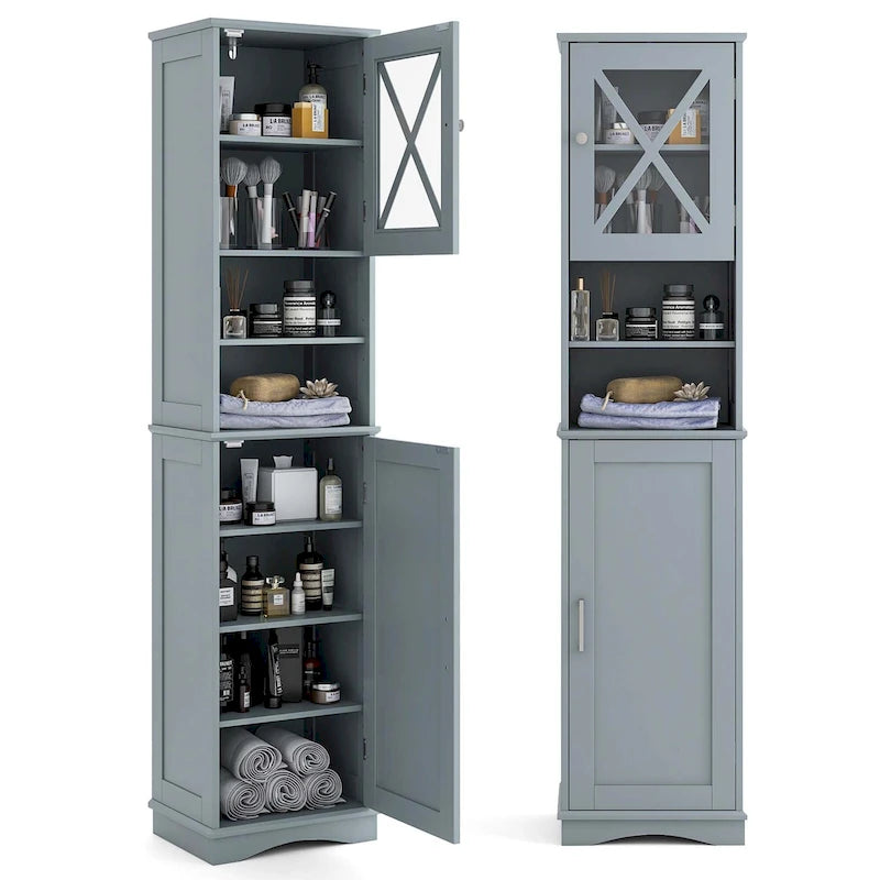 67 Tall Bathroom Cabinet Freestanding Storage Cabinet with 5 - See Details