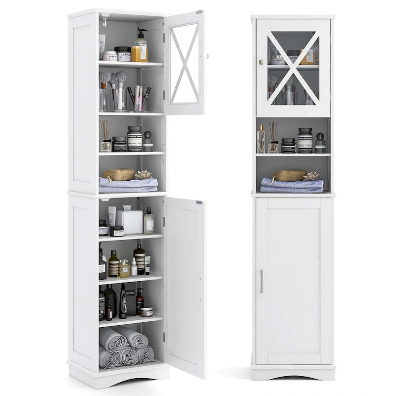 67 Tall Bathroom Cabinet Freestanding Storage Cabinet with 5 - See Details