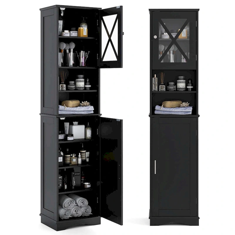 67 Tall Bathroom Cabinet Freestanding Storage Cabinet with 5 - See Details