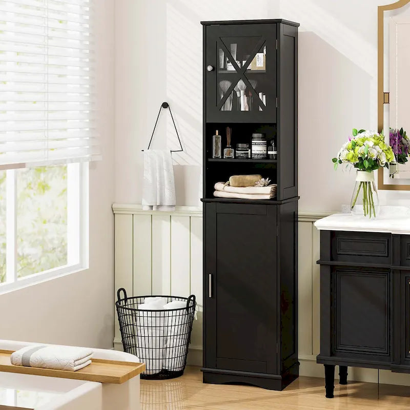 67 Tall Bathroom Cabinet Freestanding Storage Cabinet with 5 - See Details