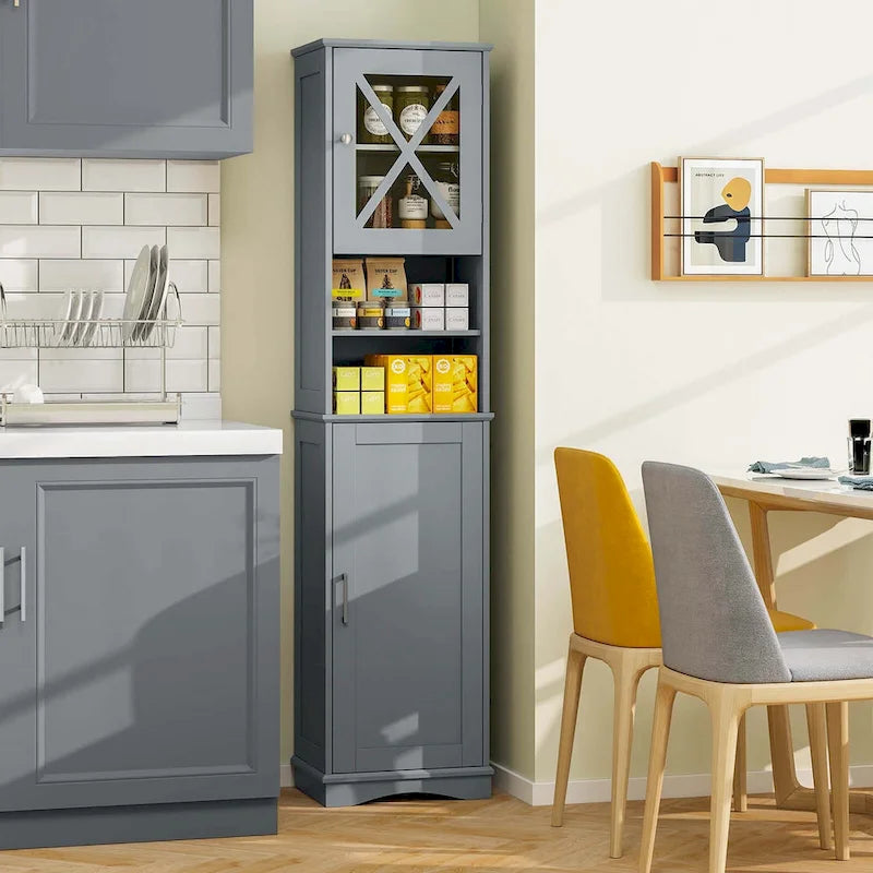 67 Tall Bathroom Cabinet Freestanding Storage Cabinet with 5 - See Details