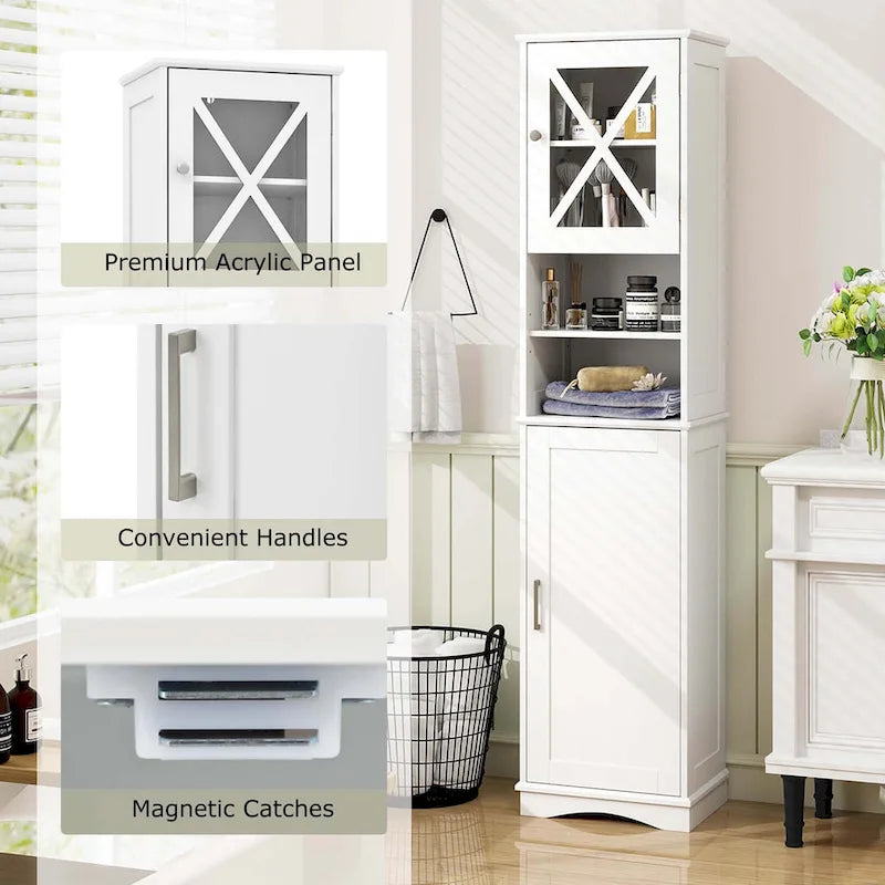 67 Tall Bathroom Cabinet Freestanding Storage Cabinet with 5 - See Details
