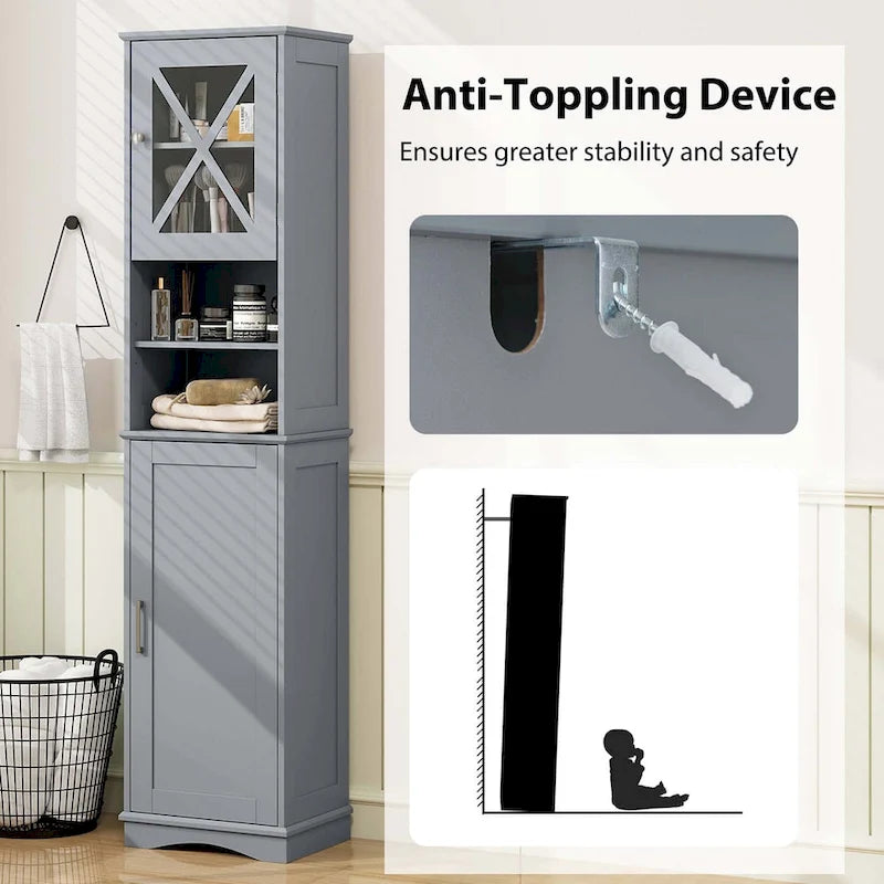 67 Tall Bathroom Cabinet Freestanding Storage Cabinet with 5 - See Details