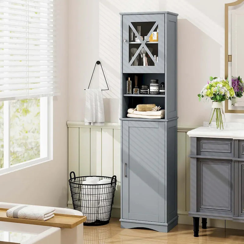 67 Tall Bathroom Cabinet Freestanding Storage Cabinet with 5 - See Details
