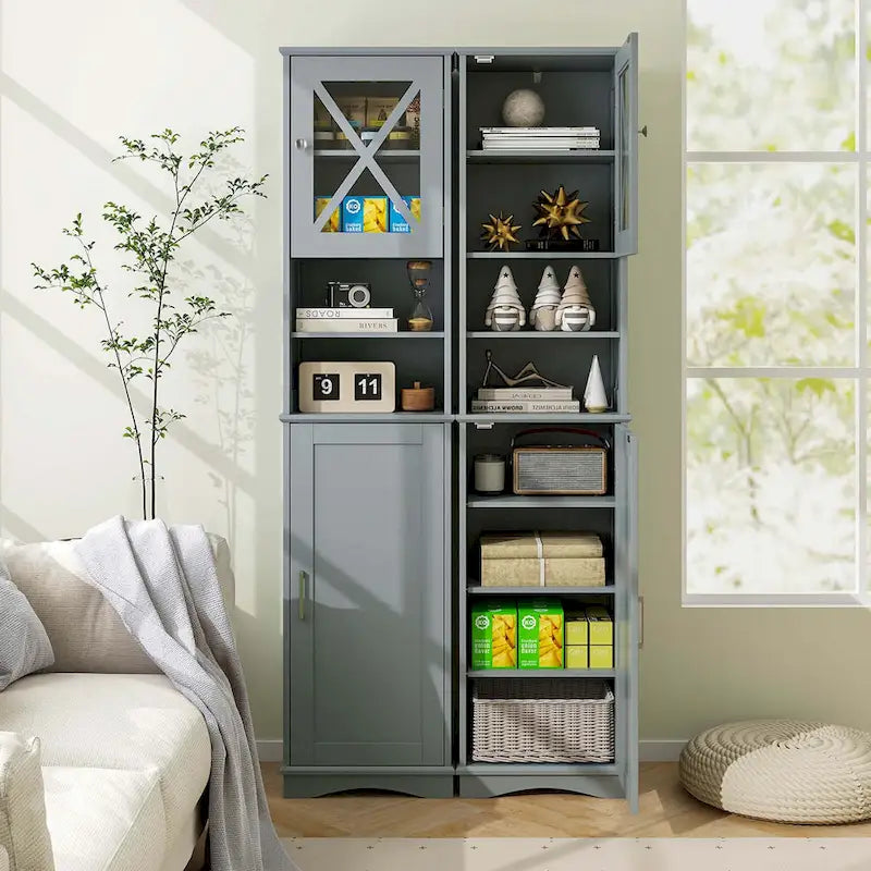 67 Tall Bathroom Cabinet Freestanding Storage Cabinet with 5 - See Details