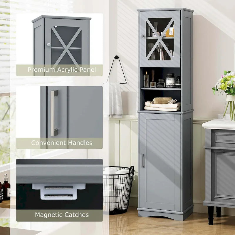 67 Tall Bathroom Cabinet Freestanding Storage Cabinet with 5 - See Details