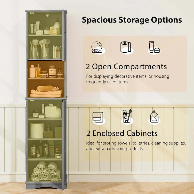 67 Tall Bathroom Cabinet Freestanding Storage Cabinet with 5 - See Details