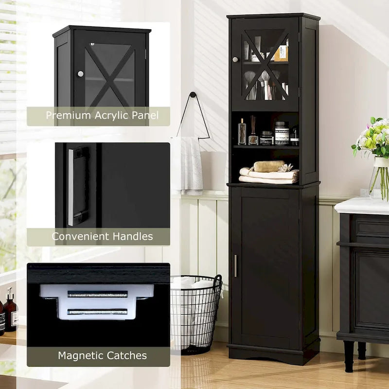 67 Tall Bathroom Cabinet Freestanding Storage Cabinet with 5 - See Details