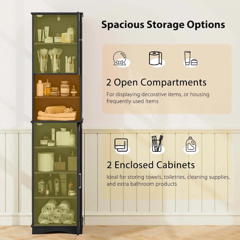 67 Tall Bathroom Cabinet Freestanding Storage Cabinet with 5 - See Details