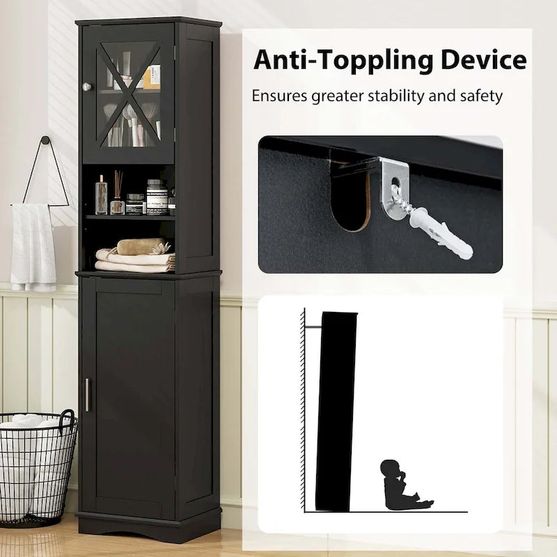 67 Tall Bathroom Cabinet Freestanding Storage Cabinet with 5 - See Details