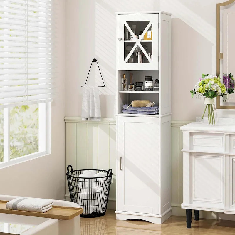 67 Tall Bathroom Cabinet Freestanding Storage Cabinet with 5 - See Details