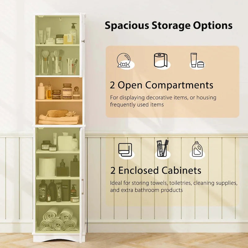 67 Tall Bathroom Cabinet Freestanding Storage Cabinet with 5 - See Details