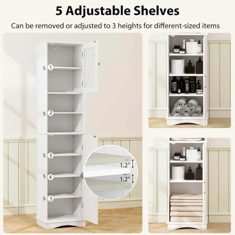 67 Tall Bathroom Cabinet Freestanding Storage Cabinet with 5 - See Details