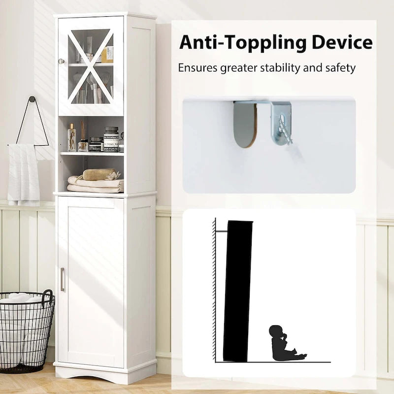 67 Tall Bathroom Cabinet Freestanding Storage Cabinet with 5 - See Details