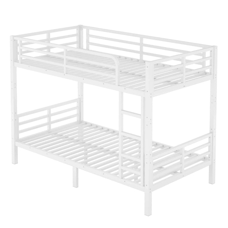 Metal Twin XL over Twin XL Bunk Bed, White, No Box Spring Needed