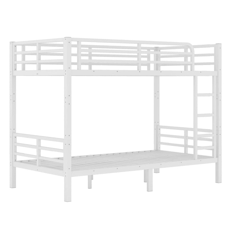 Metal Twin XL over Twin XL Bunk Bed, White, No Box Spring Needed