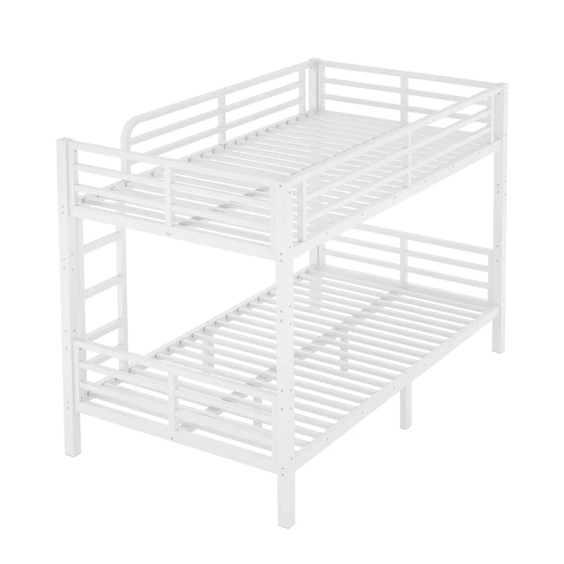 Metal Twin XL over Twin XL Bunk Bed, White, No Box Spring Needed